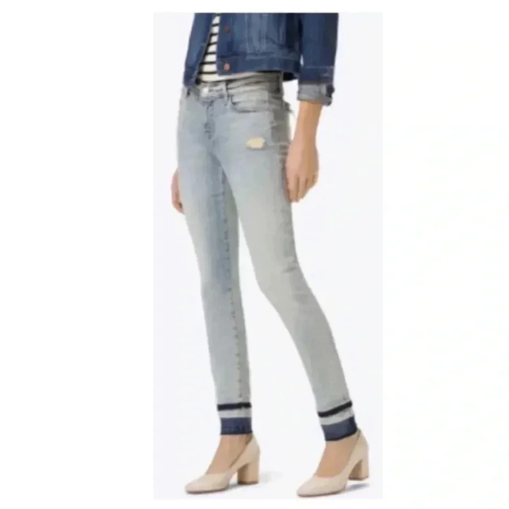 Women J BRAND light Blue Remnant Skinny Leg Raw Hem Denim Jeans Sz 29 X 30